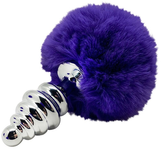 Alive - Anal Pleasure Plug Spiral Metal Fluffy Dark Violet Size M