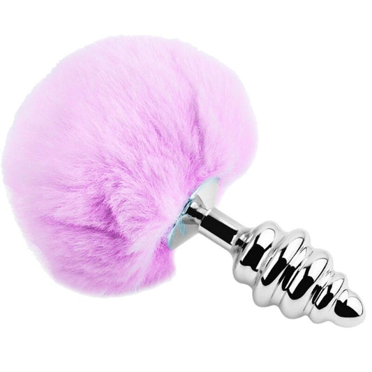 Alive - Anal Pleasure Plug Spiral Metal Fluffy Violet Size L