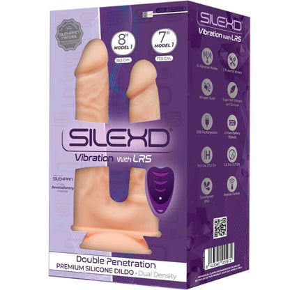 Silexd - Model 1 Realistic Penis Double Penetration Vibrator Premium Silexpan Silicone Remote Control 17.5 / 19.5 Cm