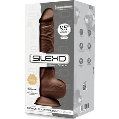 Silexd - Model 1 Realistic Penis Premium Silexpan Silicone Brown 24 Cm