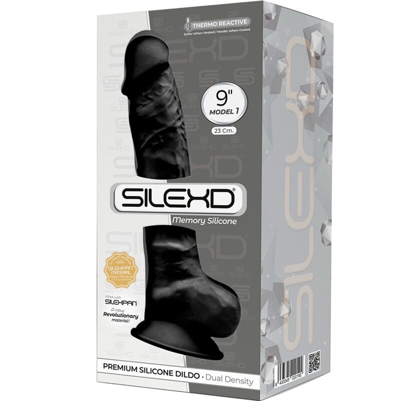 Silexd - Model 1 Realistic Penis Premium Silexpan Silicone Black 23 Cm