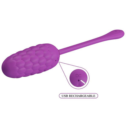 Pretty Love - Vibrating Egg With Purple Rechargeable Marine Texture