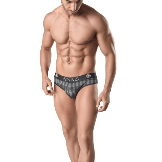 Anais Men Aegis Slip combines style and comfort with its gray checkered design. High-quality material, elastic waistband, and perfect fit make it ideal for any occasion.