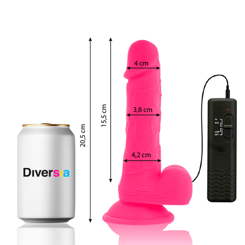 Diversia - Flexible Vibrating Dildo Pink 20.5 Cm -O- 4.2 Cm