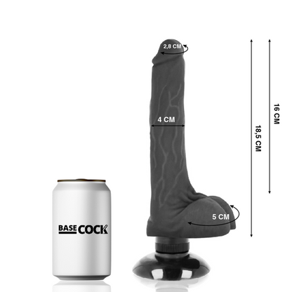 Basecock - Realistic Vibrator 2-1 Black 18.5 Cm -O- 4 Cm