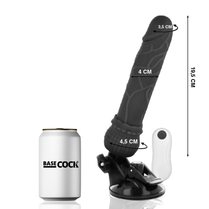 Basecock - Realistic Vibrator Remote Control Black 19.5 Cm -O- 4 Cm