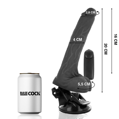 Basecock - Realistic Black Remote Control Vibrator With Testicles 20 Cm -O- 4 Cm