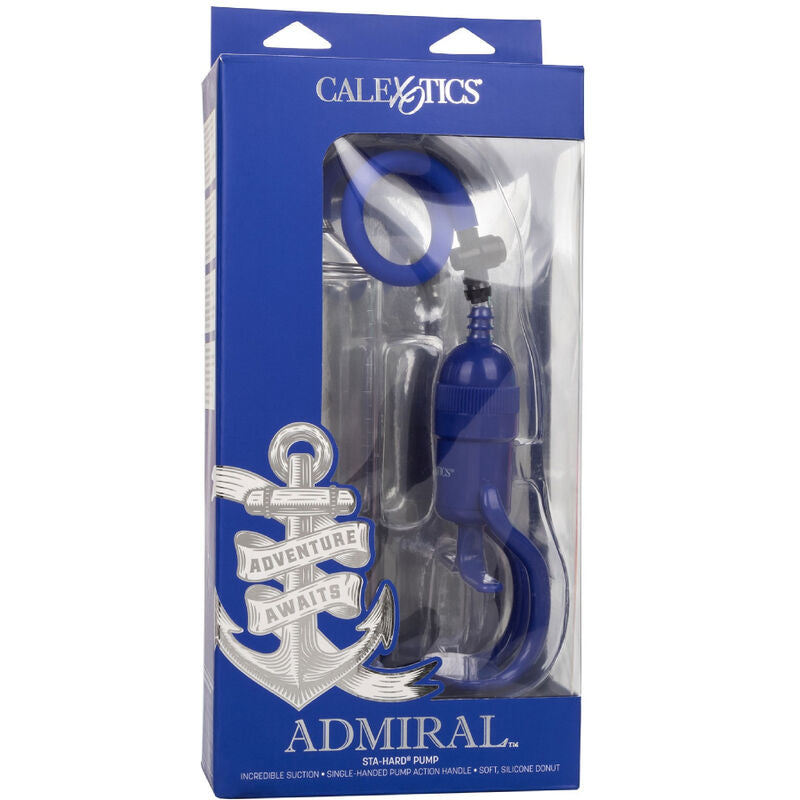 Boost size and stamina with the Admiral Male Erection Pump. Features a flanged base, Master-Grip handle, silicone air hose, and quick-release valve for safe use.4