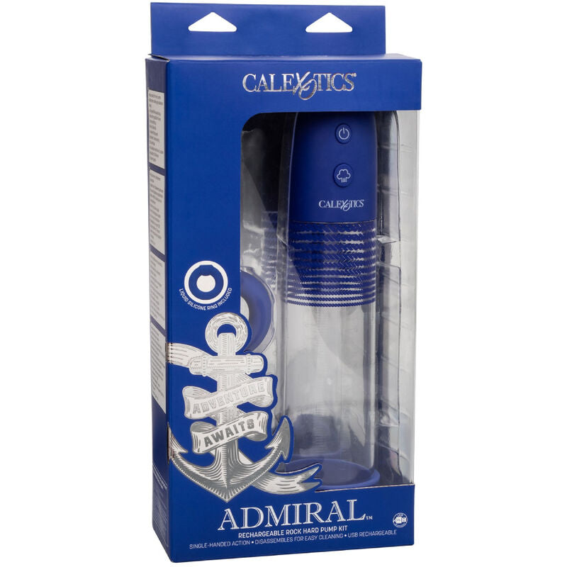 Boost stamina with the Admiral Rechargeable Erection Pump Kit. Featuring powerful suction, a liquid silicone enhancer ring, and USB rechargeability, this kit amplifies size and endurance.6