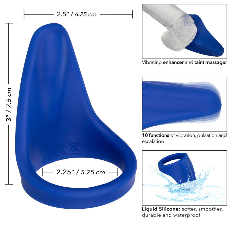 Elevate intimacy with the Admiral Cock Ring Massager. Liquid silicone, 10 vibration modes, USB rechargeable, waterproof, and designed for comfort and lasting performance.4