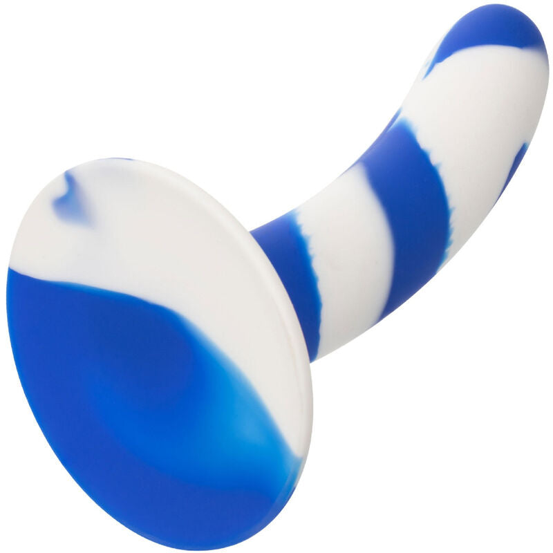 Discover the Admiral Swirl Dildo Flexible. Made from premium silicone, curved for comfort, with a suction cup base for hands-free or harnessed pleasure.3