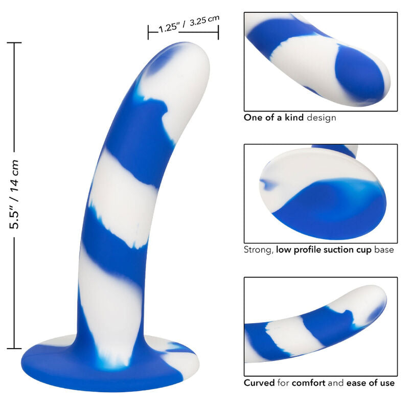 Discover the Admiral Swirl Dildo Flexible. Made from premium silicone, curved for comfort, with a suction cup base for hands-free or harnessed pleasure.4