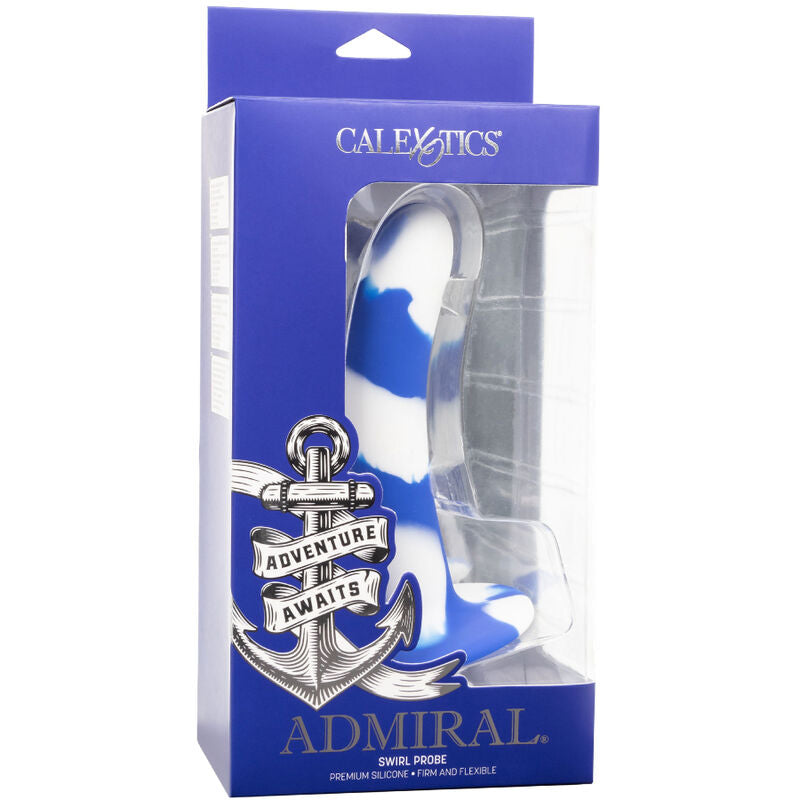 Discover the Admiral Swirl Dildo Flexible. Made from premium silicone, curved for comfort, with a suction cup base for hands-free or harnessed pleasure.5