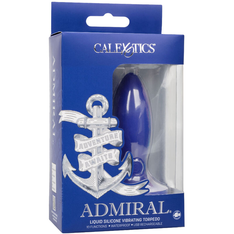 Discover ultimate satisfaction with Admiral Torpedo Anal Plug Vibrator. Liquid silicone, 10 functions, suction cup base, waterproof, and USB rechargeable for versatile pleasure.5