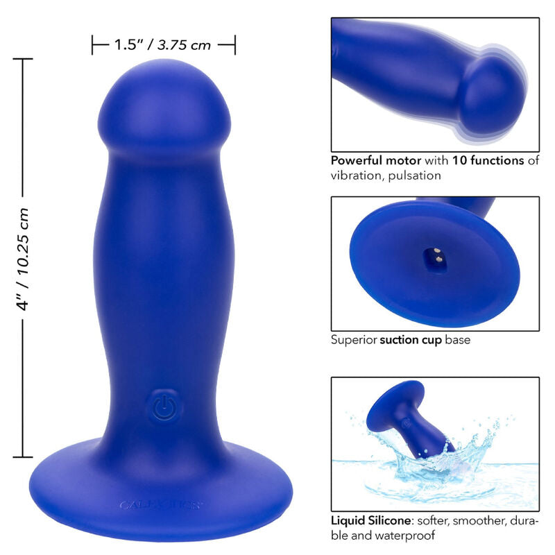 Discover the Admiral Anal Plug Vibrator Blue. Liquid silicone, 10 vibration modes, waterproof design, and memory chip for tailored pleasure in or out of water.4