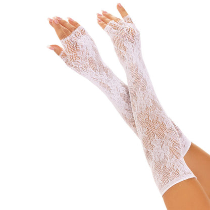 Leg Avenue floral fishnet fingerless opera gloves in black