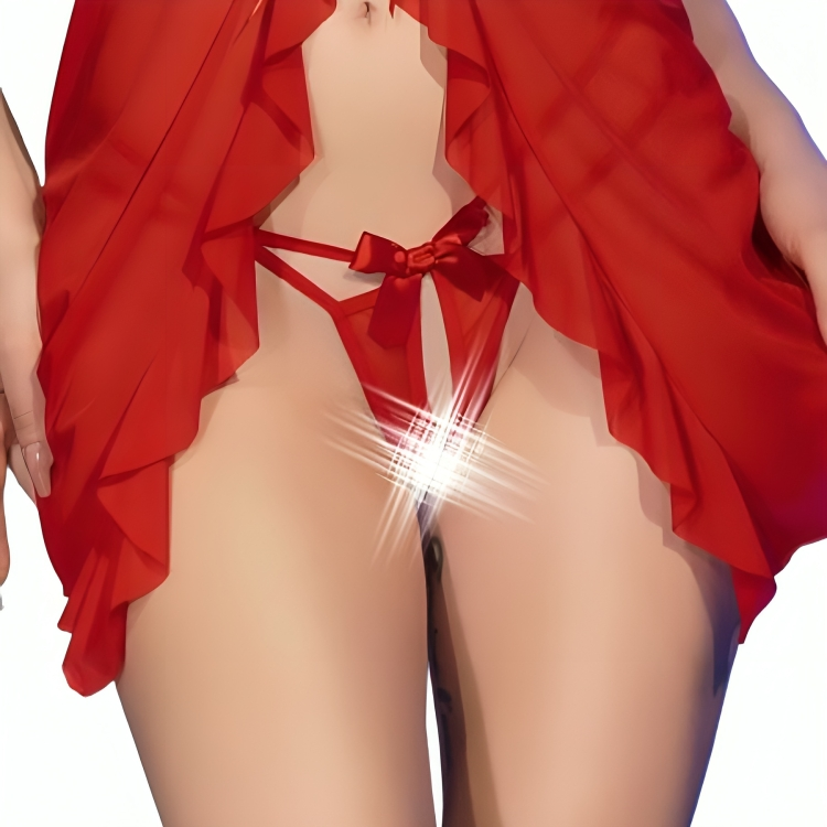 Chilirose - Cr 4696 Babydoll & Thong Crotchless Red L/Xl