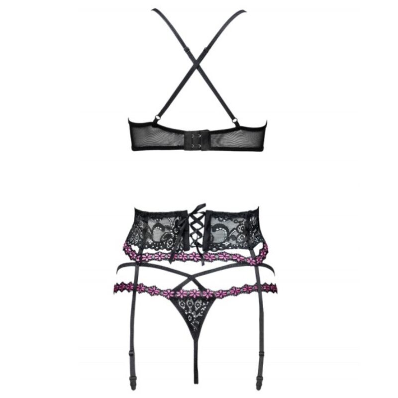 Livco Corsetti Fashion - Snehana Lc 90443 Bra + Garter Belt + Panty Black L/Xl