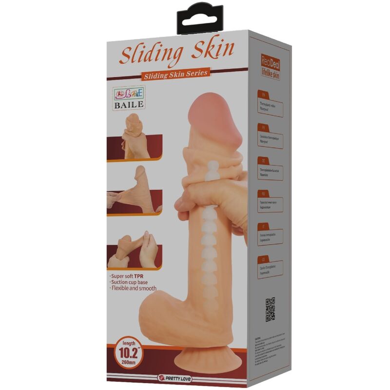 Pretty Love - Sliding Skin Series Realistic Dildo With Sliding Skin Suction Cup Flesh 26 Cm