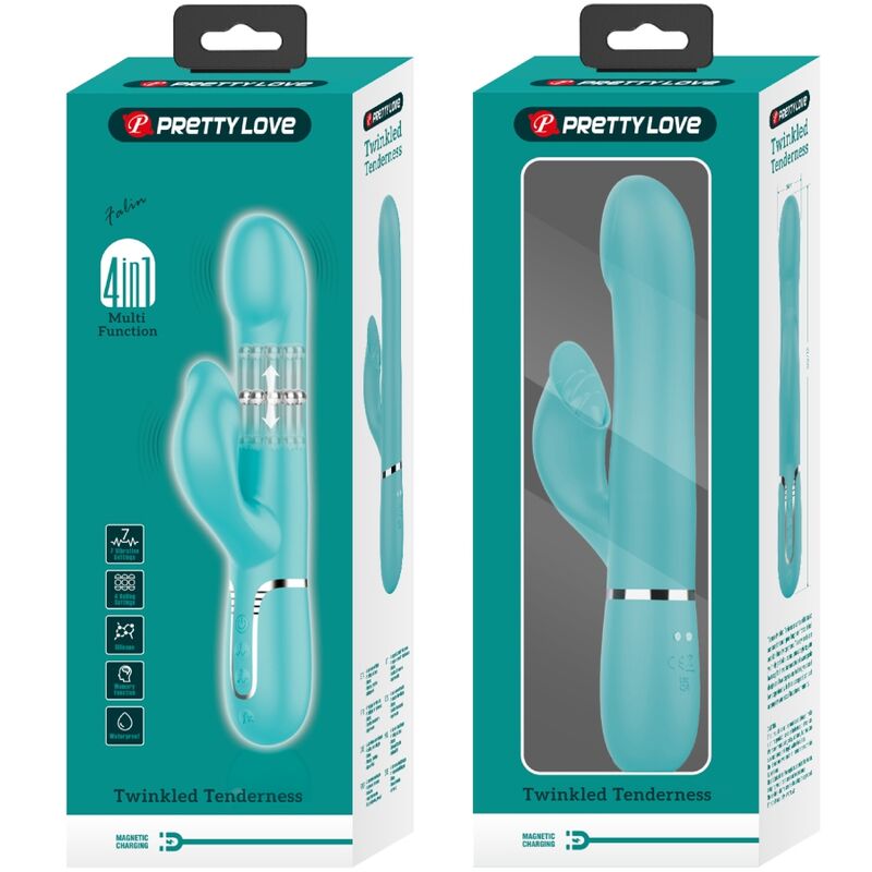 Pretty Love - Rabbit Vibrator Pearls Aqua Green