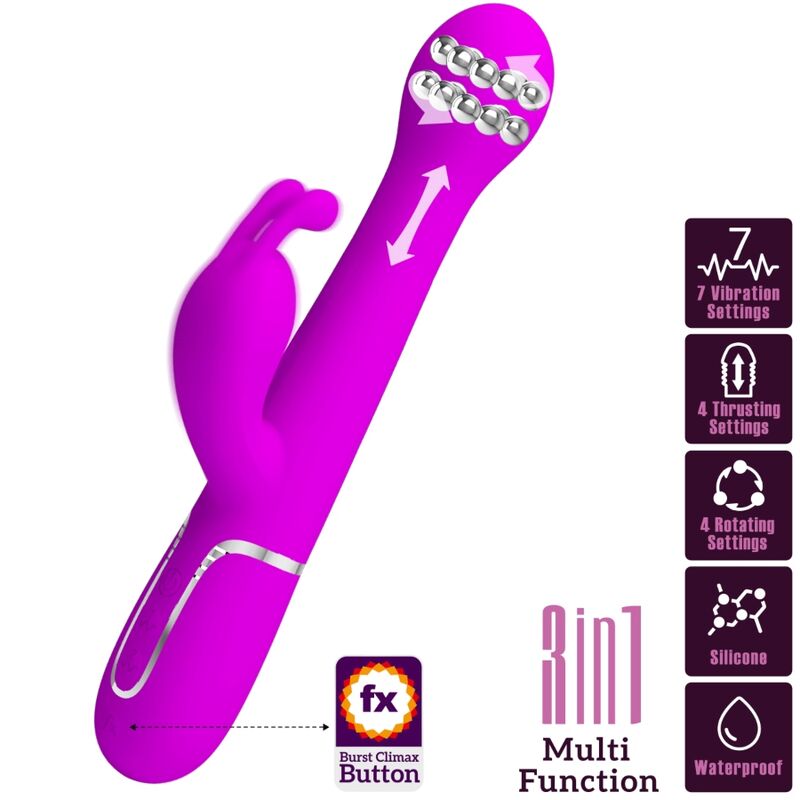 Pretty Love - Dejon Rabbit Vibrator 3 In 1 Multifunction Violet