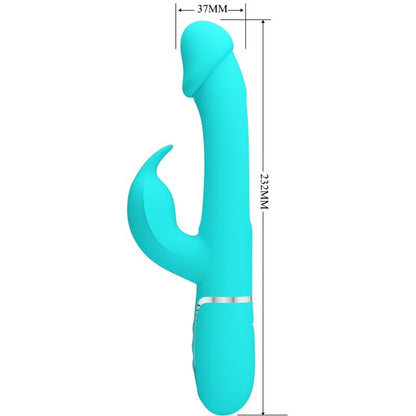 Pretty Love - Kampas Rabbit 3 In 1 Multifunction Vibrator With Tongue Aqua Green