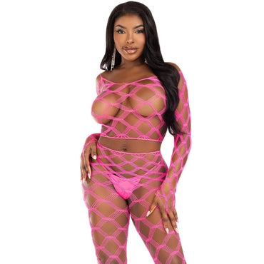 LEG AVENUE - DelighToys – Hardcore Fishnet Crop Top & Footless Leggings Set in