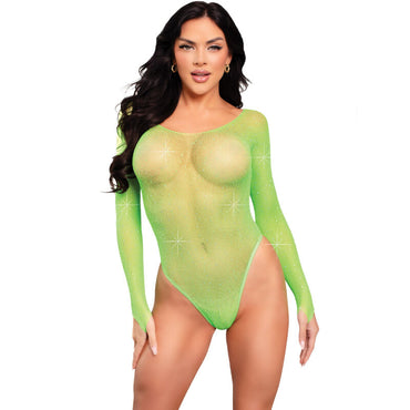 Leg Avenue - Crystalized Long Sleeve Bodysuit Green