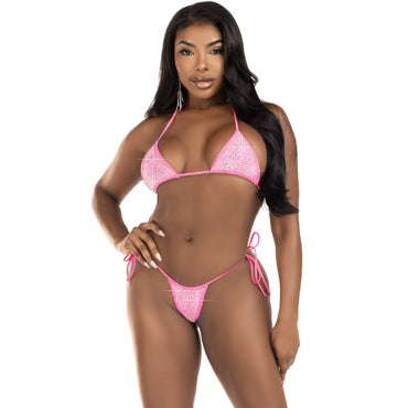 LEG AVENUE - DelighToys Leg Avenue Diamonds Bikini Set in Fuchsia