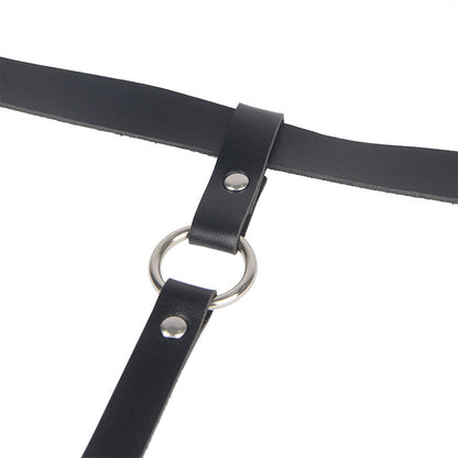 Subblime - Leather Chainleg Harness Black One Size