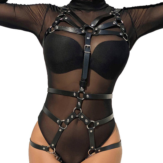 Subblime - Body Harness Adjustable Straps Leather Black One Size