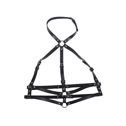 Subblime - Leather Ring Chest Harness Black One Size