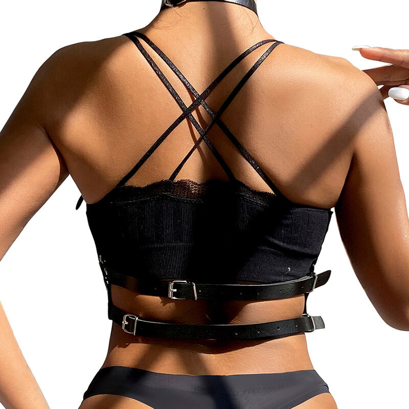 Subblime - Leather Ring Chest Harness Black One Size