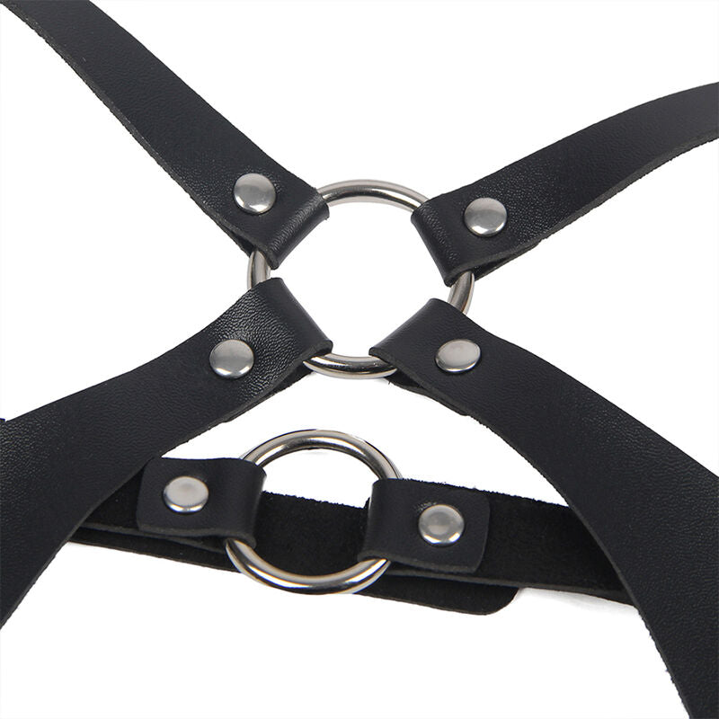 Subblime - Full Body Harness With Leather Buckles Black One Size