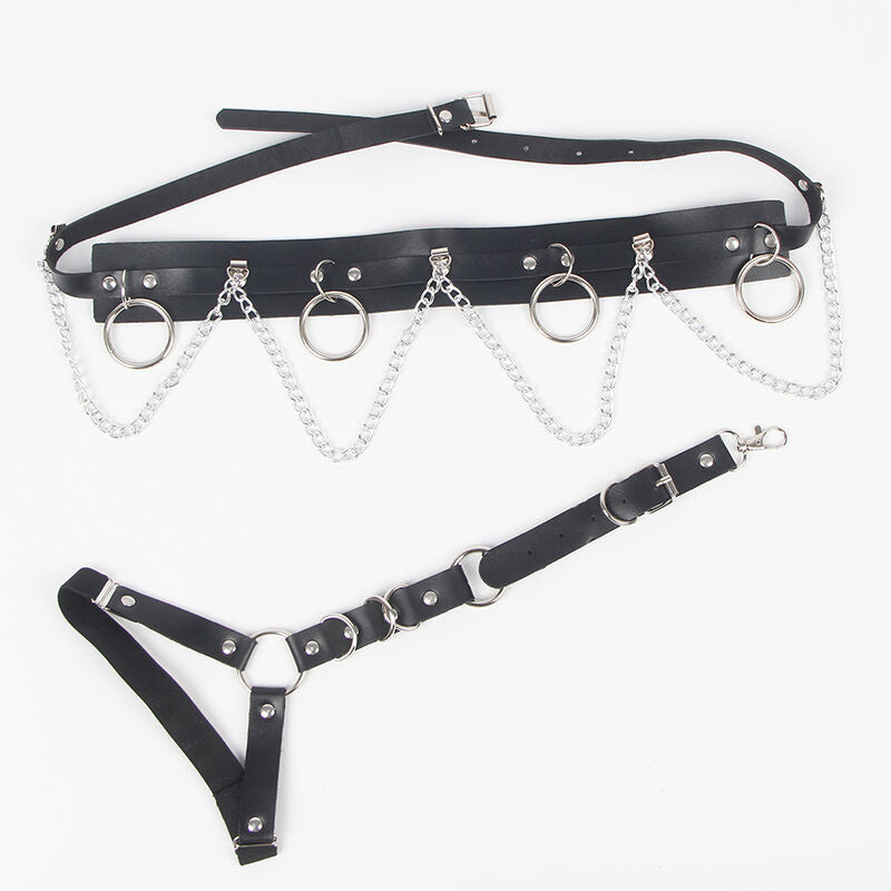 Subblime - Belt And Garter Harness With Rings And Chaindetail One Size