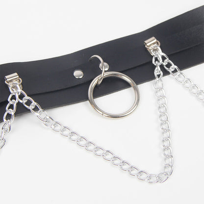 Subblime - Belt And Garter Harness With Rings And Chaindetail One Size