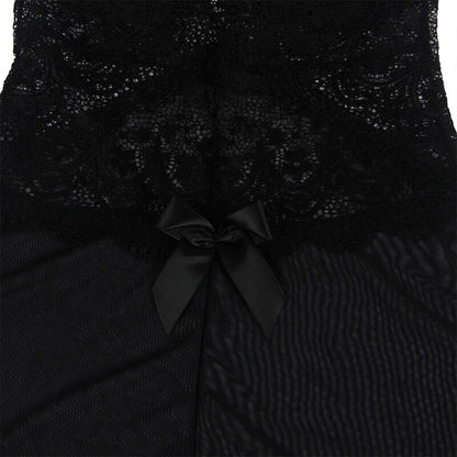 Subblime - Babydoll Tulle Fabric With Lace And Flower Detail Black L/Xl