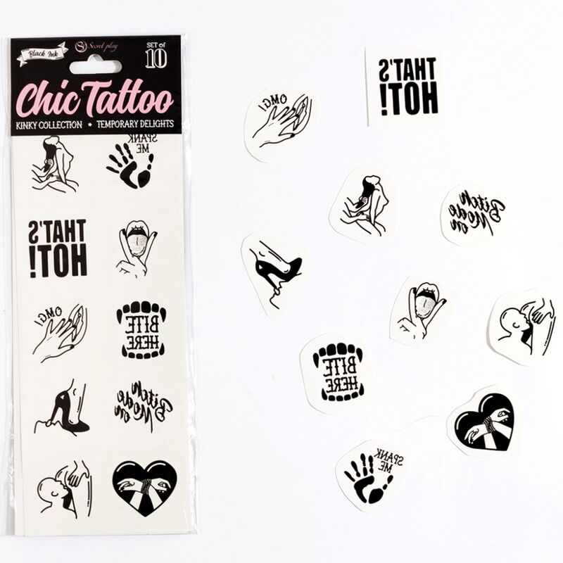 Secret Play - Set Of 10 Temporary Tattoos Kinky Collection