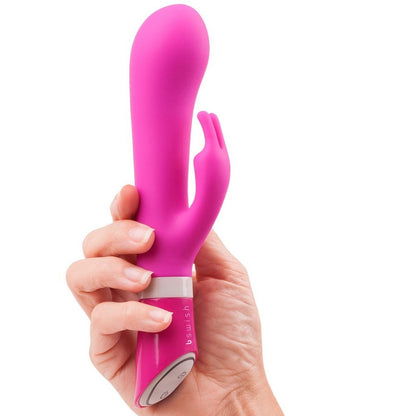 Experience dual pleasure with the Bwild Deluxe Bunny Rabbit Vibrator. 6 vibration modes, waterproof, body-safe silicone, and dual motors for intense stimulation.5