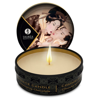 Shunga Mini Caress chocolate candle warm oil detail