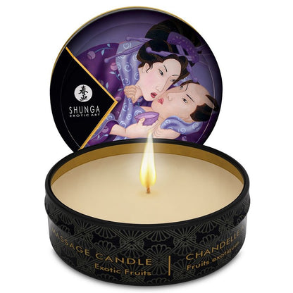 Shunga Mini Caress exotic fruits candle melting into warm oil
