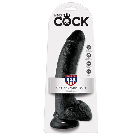 King Cock - 9 Dildo Black With Balls 22.9 Cm