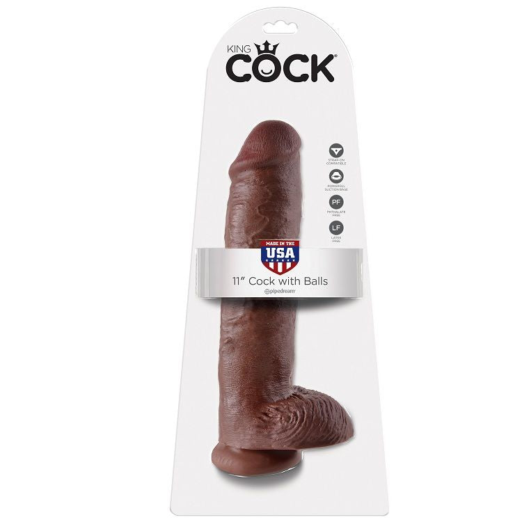 King Cock - 11 Dildo Brown With Balls 28 Cm