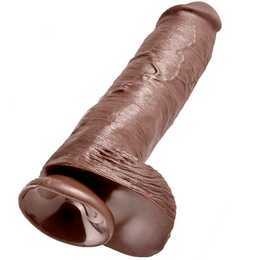 King Cock - 11 Dildo Brown With Balls 28 Cm