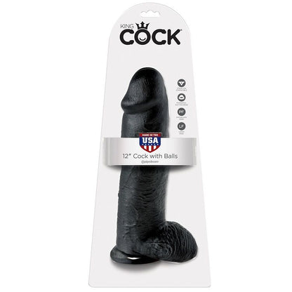 King Cock - 12 Dildo Black With Balls 30.48 Cm