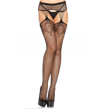 Leg Avenue - Net Stockings With Garter Lines