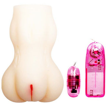 Baile Lady Vagina Male Masturbator features lifelike Cyberskin texture, 16cm length, and a multi-speed vibrating bullet for intense solo pleasure and realism.1