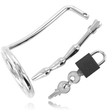 METAL HARD - Testicle Ring Urethral Chastity Device