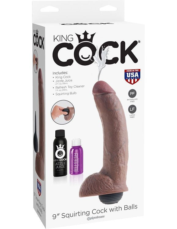 King Cock - Realistic Brown Ejaculator Penis 22.86 Cm