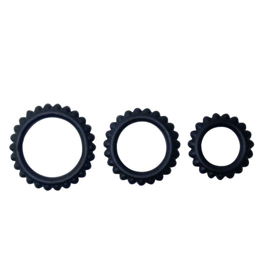 Baile - Titan Set 3Pcs Cock Ring Black 2.8 + 2.4 + 1.9 Cm